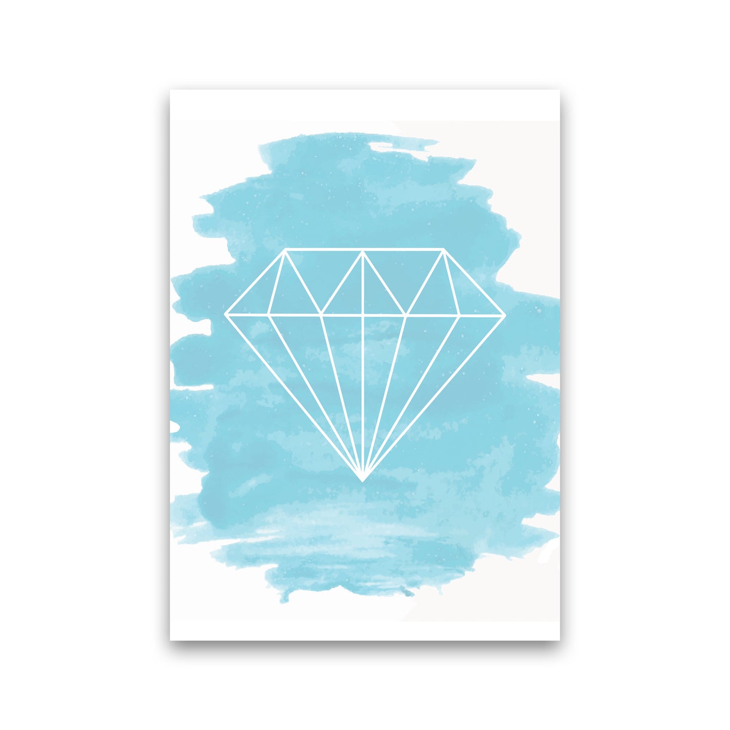 Geo Diamond Light Blue Watercolour Modern Print Print Only