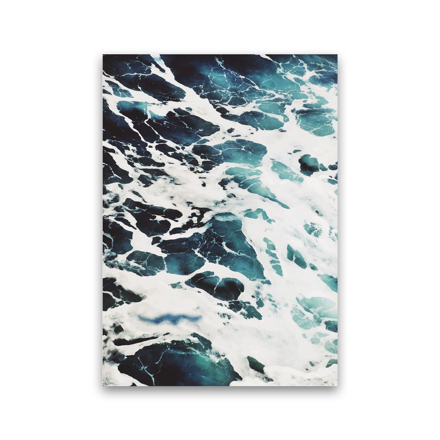 Blue White Water Modern Print, Framed Botanical & Nature Art Print Print Only