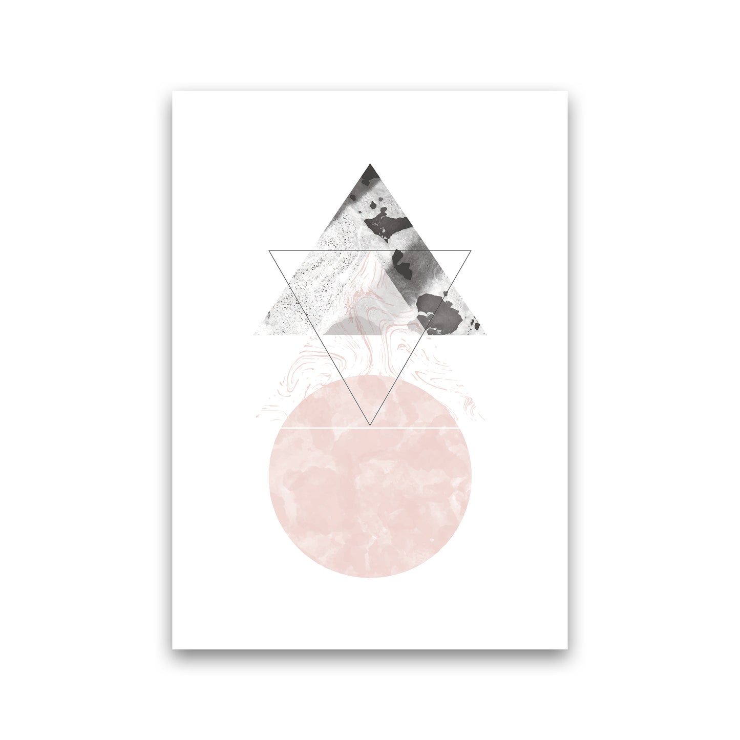 Marble Triangle And Circle Black And Pink Abstract Art Print by Pixy Paper Print Only