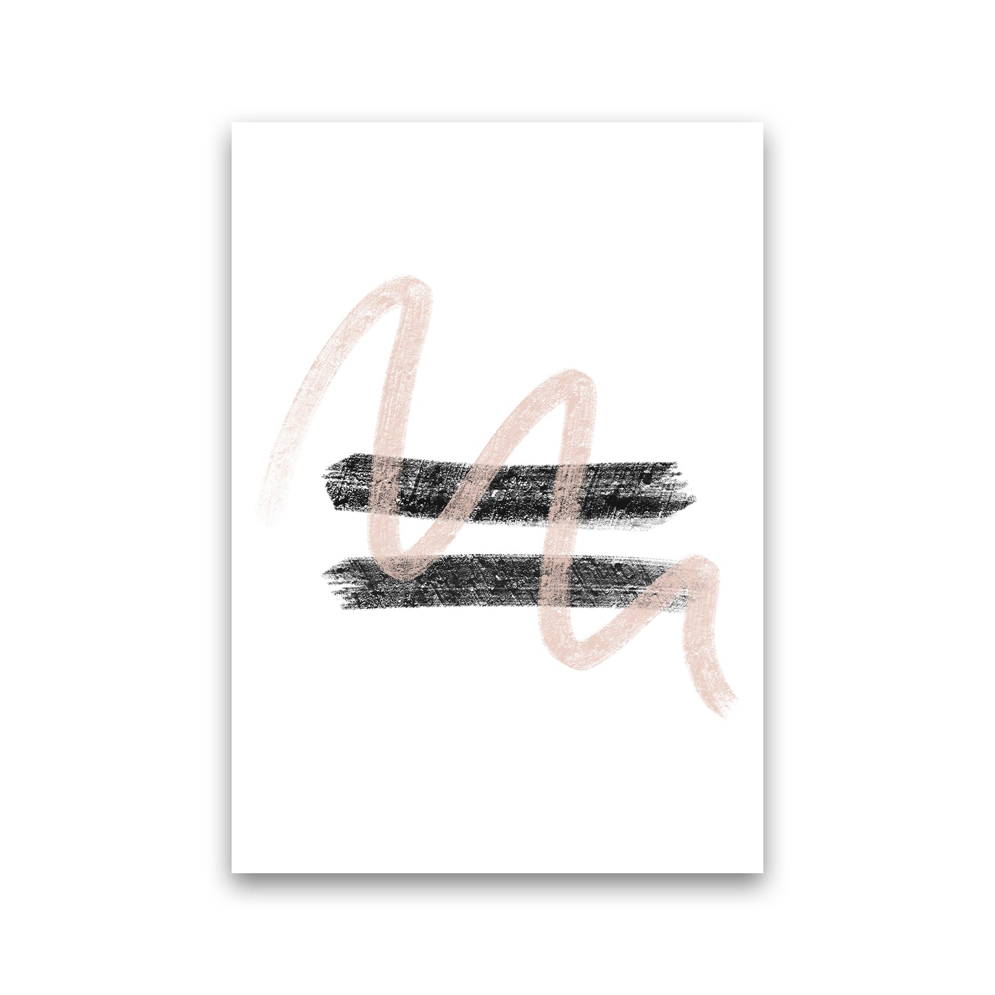 Dalia Chalk Pink And Black Line Contrast Art Print by Pixy Paper Print Only
