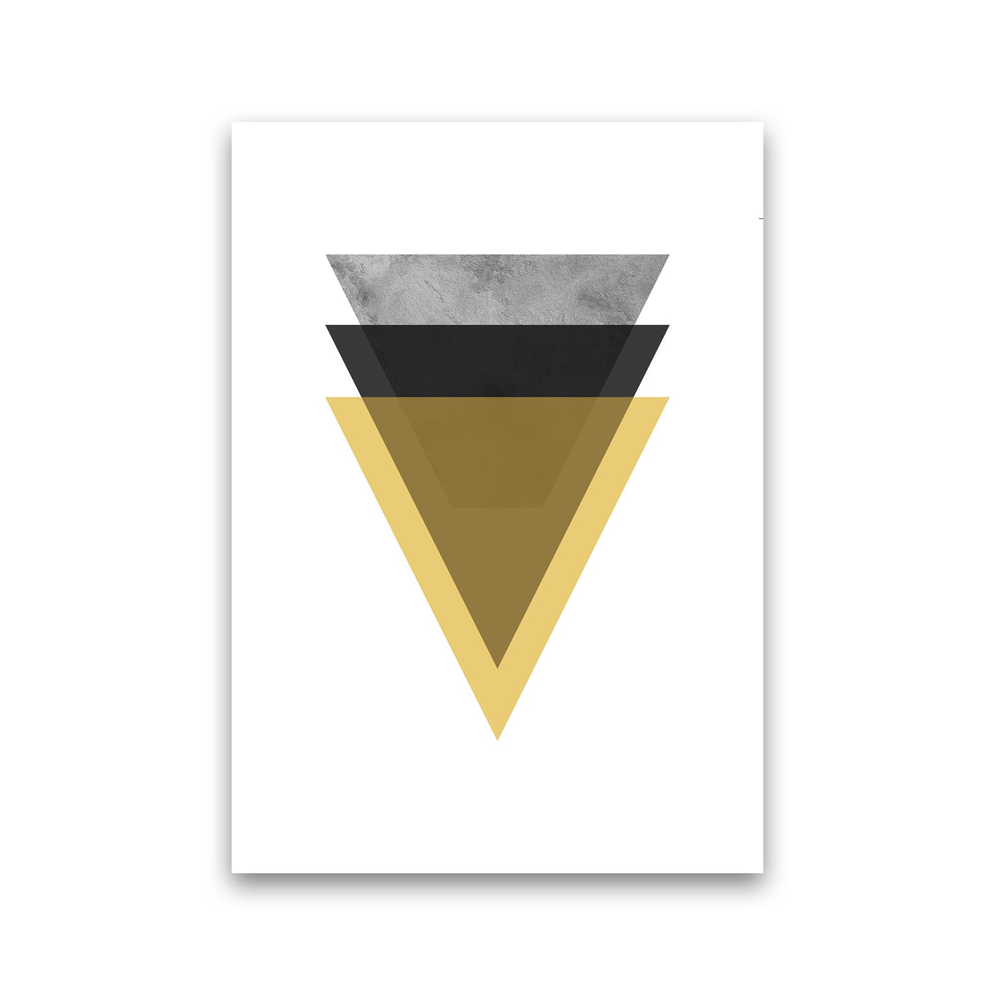 Geometric Mustard And Black Triangles Art Print by Pixy Paper Print Only