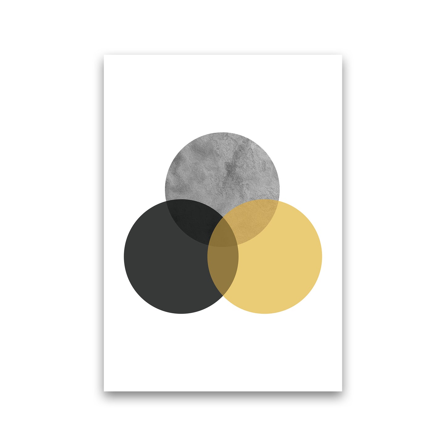 Geometric Mustard And Black Circles Art Print by Pixy Paper Print Only