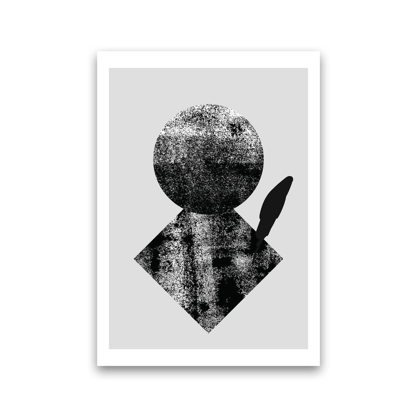 Graffiti Black And Grey Circle Leaf Art Print by Pixy Paper Print Only
