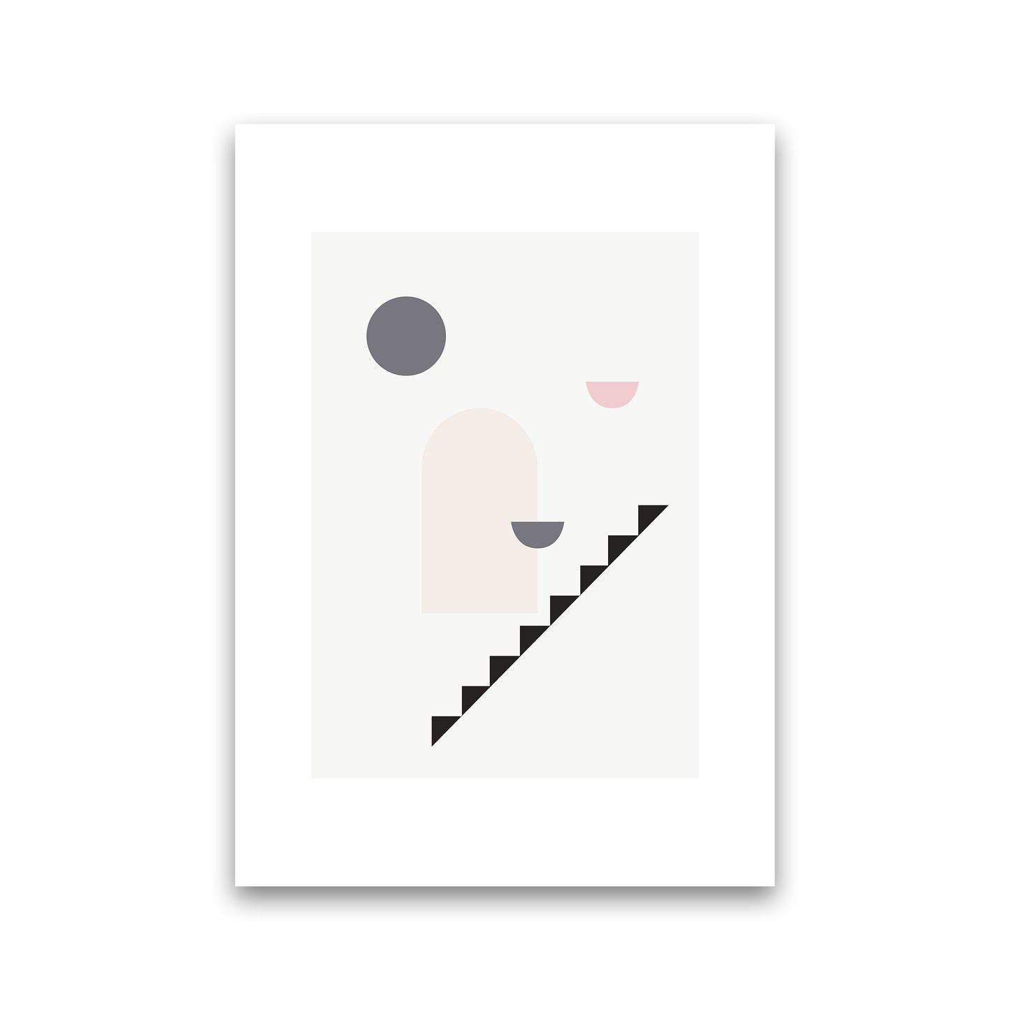 Mila Pink Stairs Right N16 Art Print by Pixy Paper Print Only