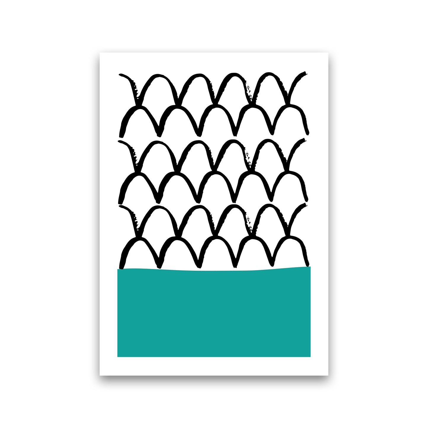 Teal Fishscales Neon Funk Art Print by Pixy Paper Print Only