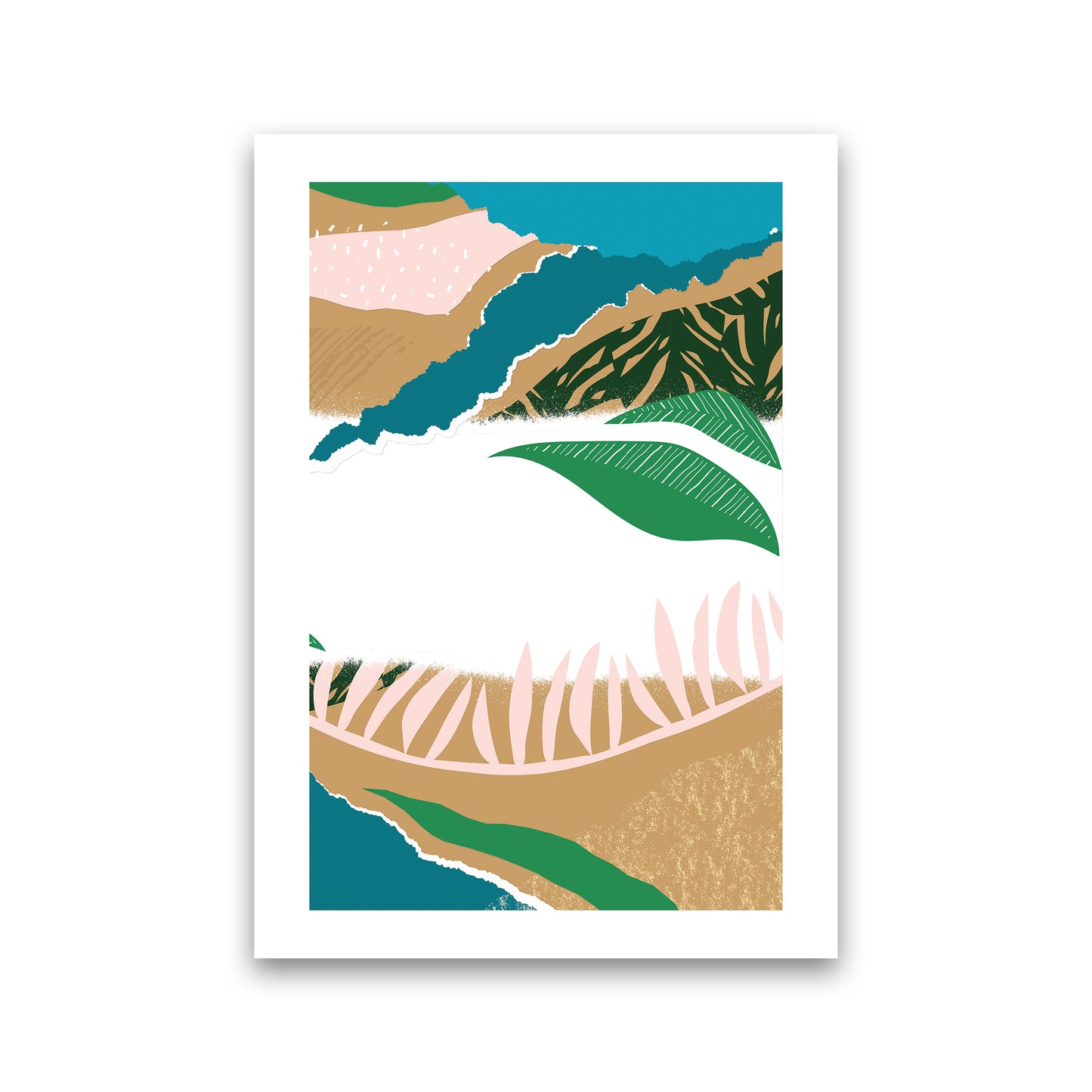 White Mixed Jungle Abstract Art Print by Pixy Paper Print Only