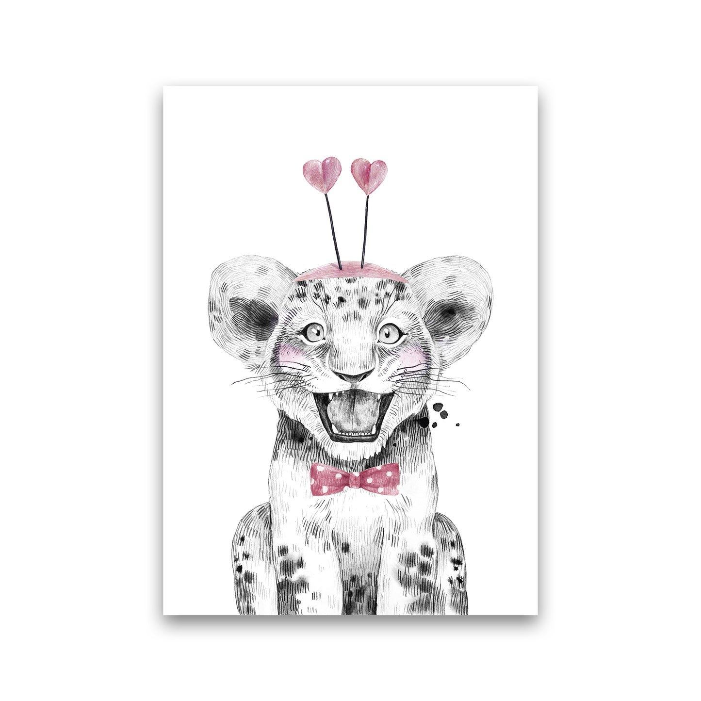Safari Babies Tiger With Heart Hat Art Print by Pixy Paper Print Only