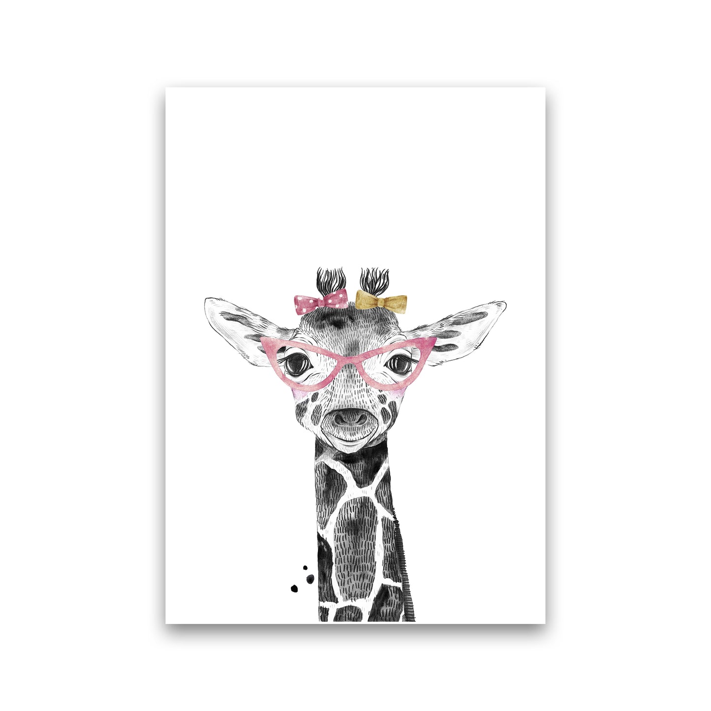 Safari Babies Giraffe With Glasses Art Print by Pixy Paper Print Only