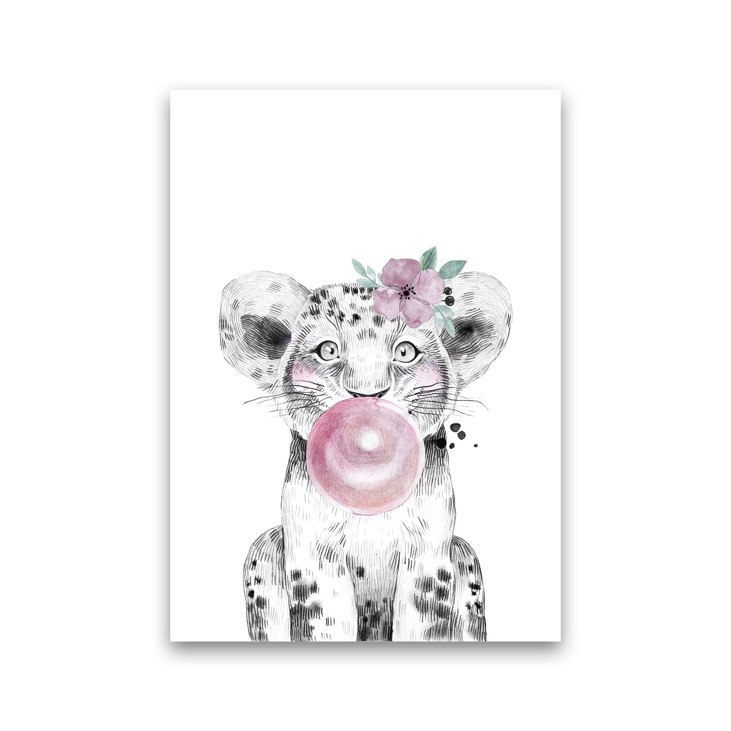 Safari Babies Tiger With Bubble Art Print by Pixy Paper Print Only