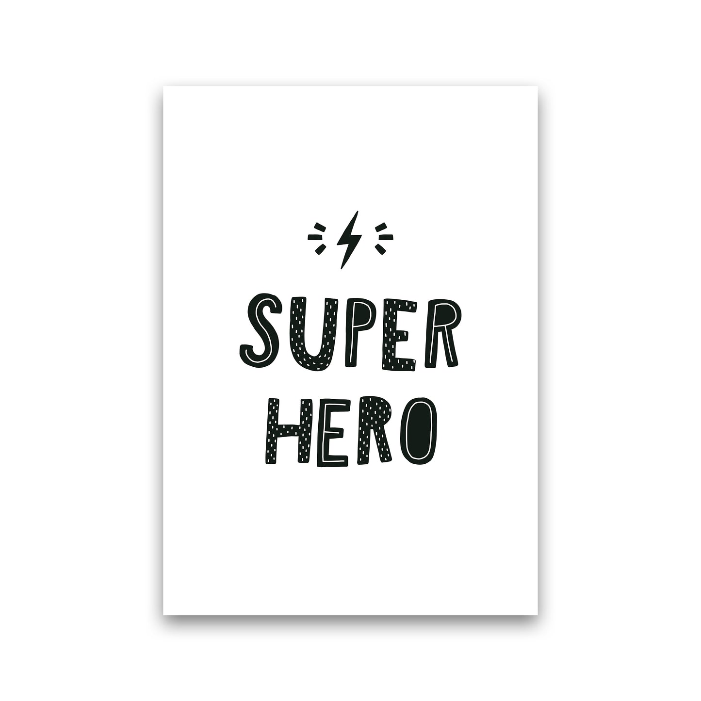 Super Hero Black Super Scandi Art Print by Pixy Paper Print Only