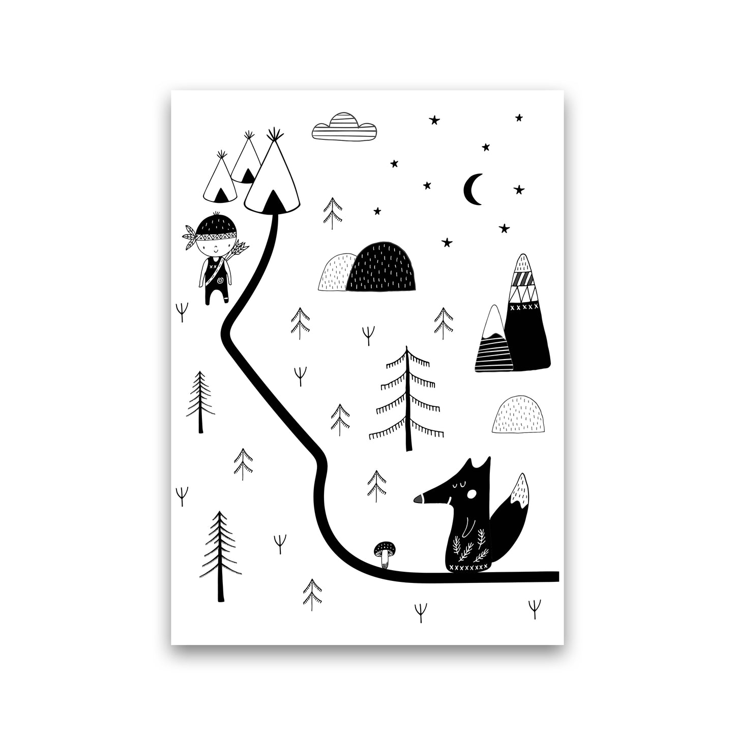 Little Explorer Winding Road Art Print by Pixy Paper Print Only