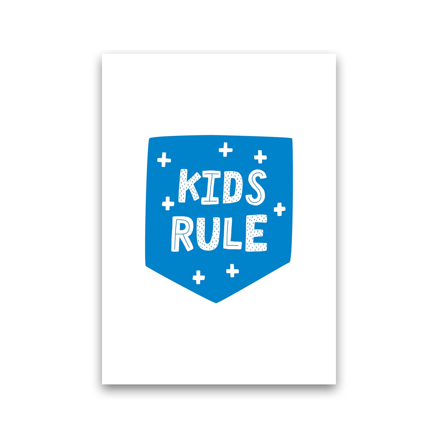 Kids Rule Blue Super Scandi Art Print by Pixy Paper Print Only