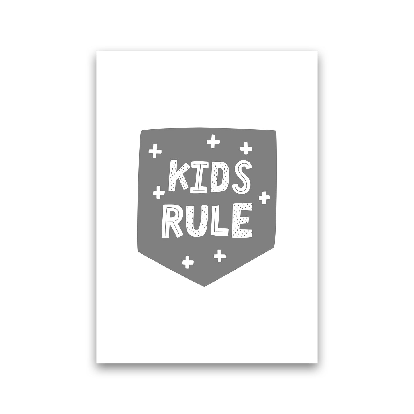 Kids Rule Super Scandi Grey Art Print by Pixy Paper Print Only