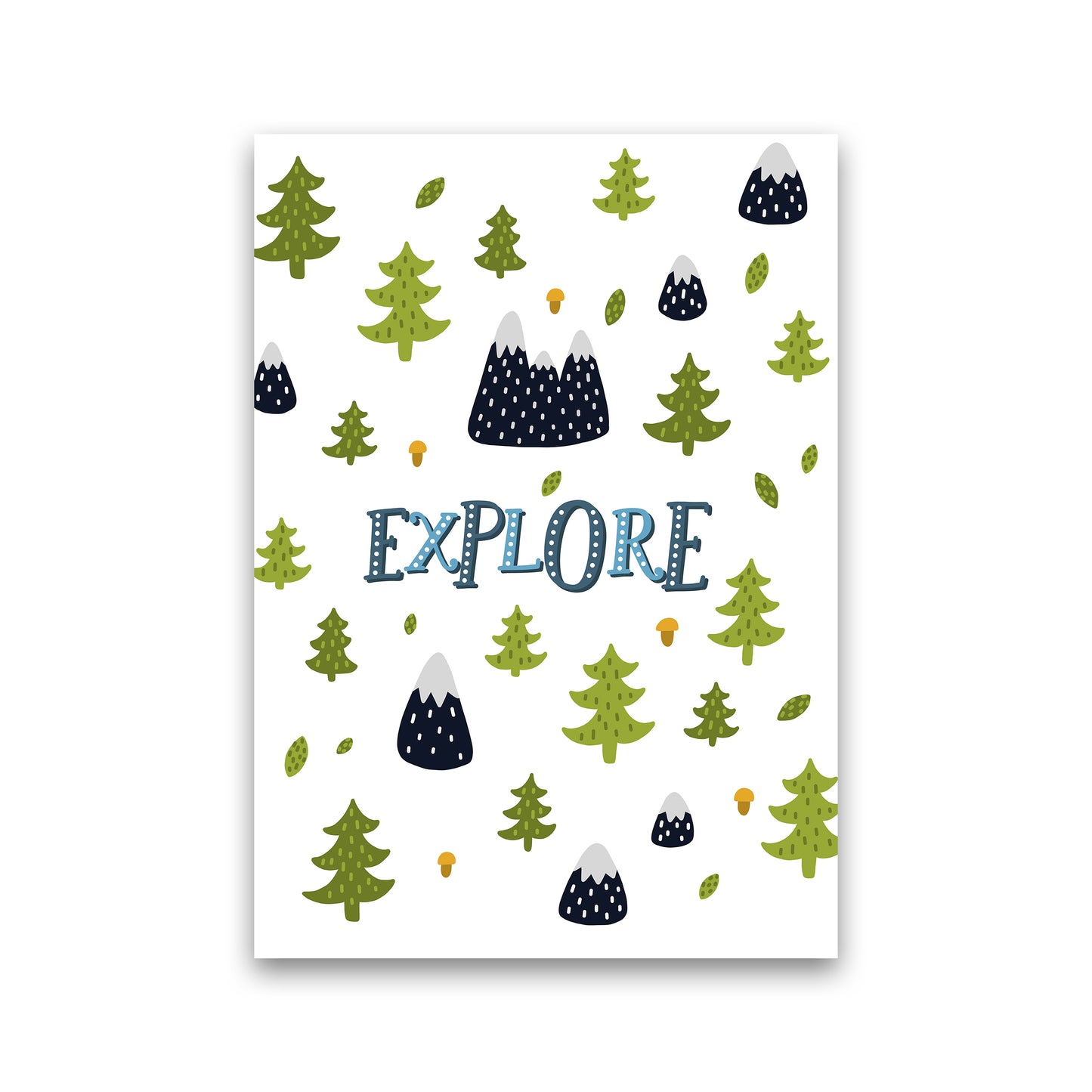 Little Explorer Trees Blue Art Print by Pixy Paper Print Only