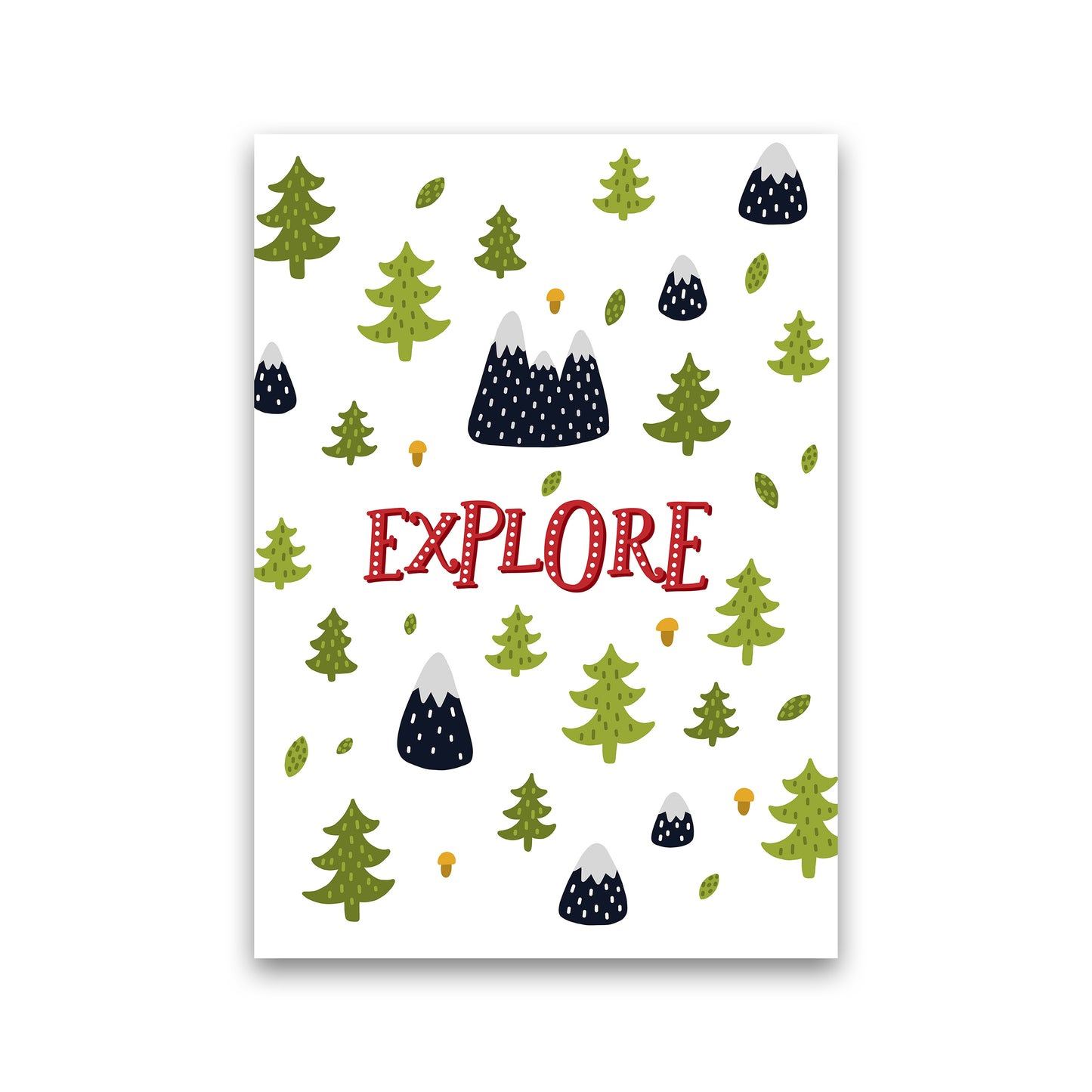 Little Explorer Trees Red Art Print by Pixy Paper Print Only
