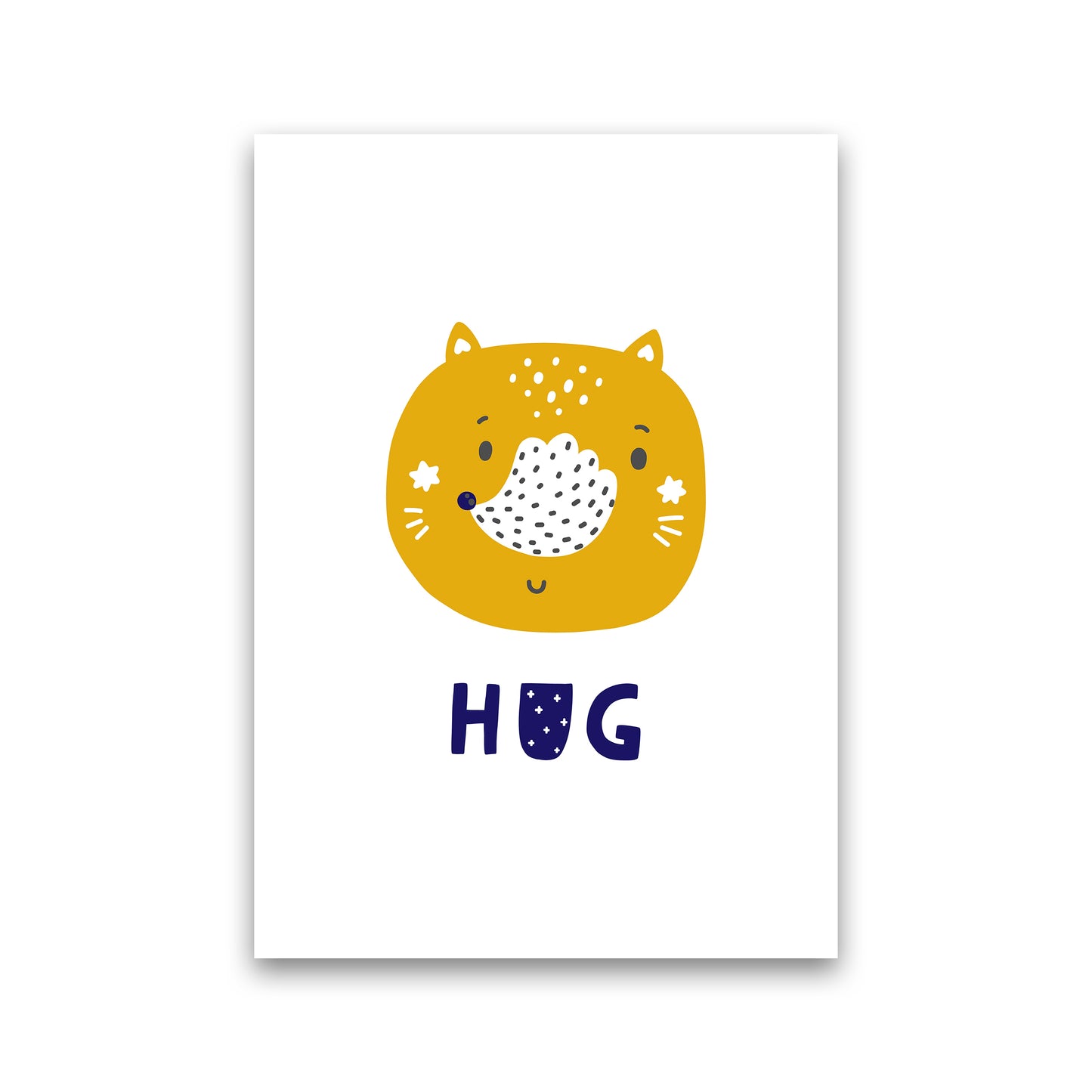 Fox Hug Navy Super Scandi Art Print by Pixy Paper Print Only