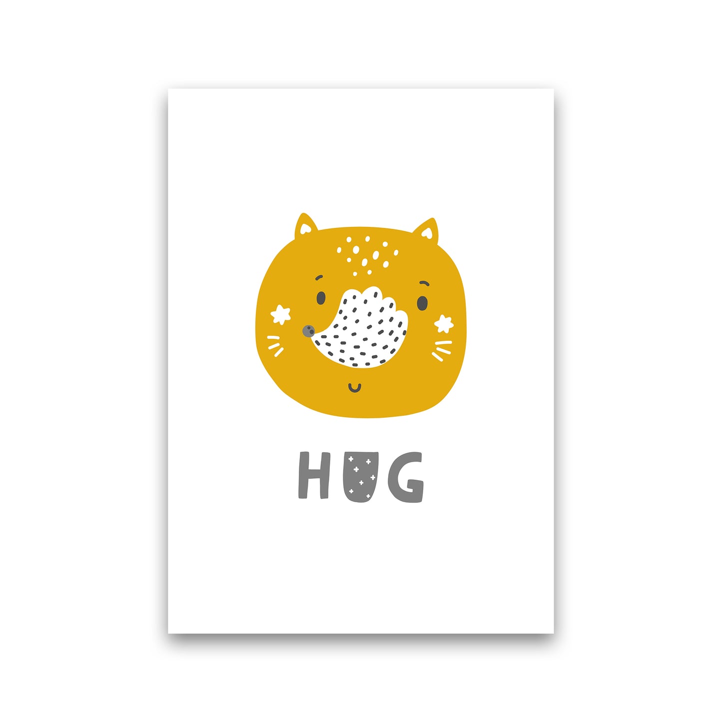 Fox Hug Super Scandi Grey Art Print by Pixy Paper Print Only