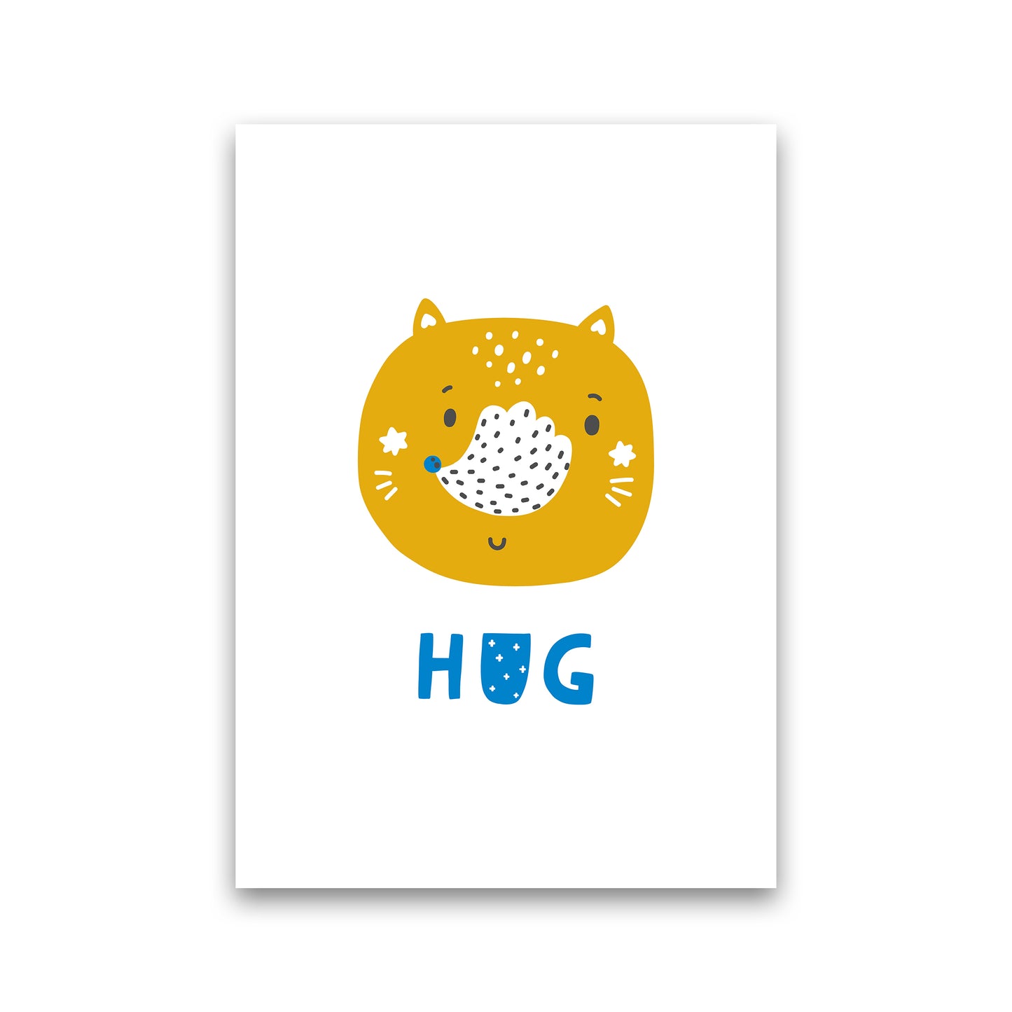Fox Hug Blue Super Scandi Art Print by Pixy Paper Print Only