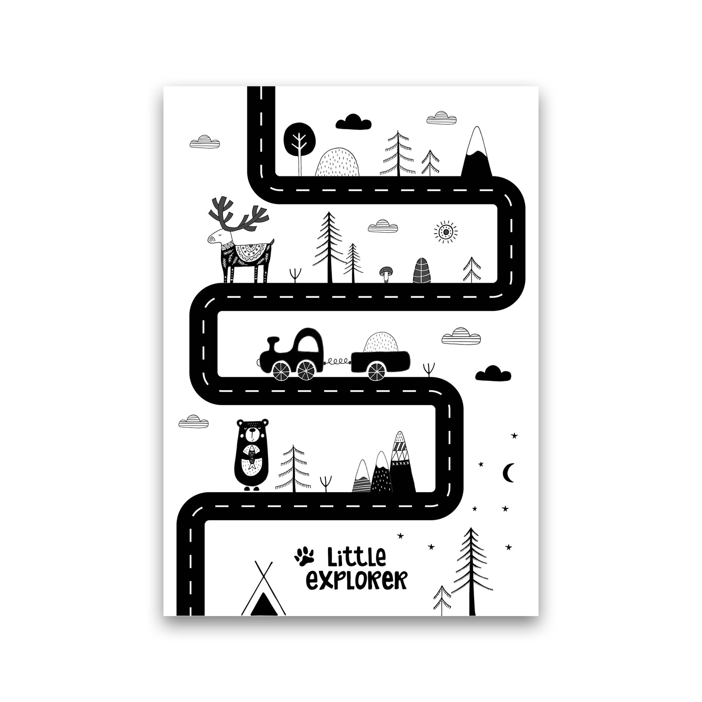 Little Explorer Track Art Print by Pixy Paper Print Only