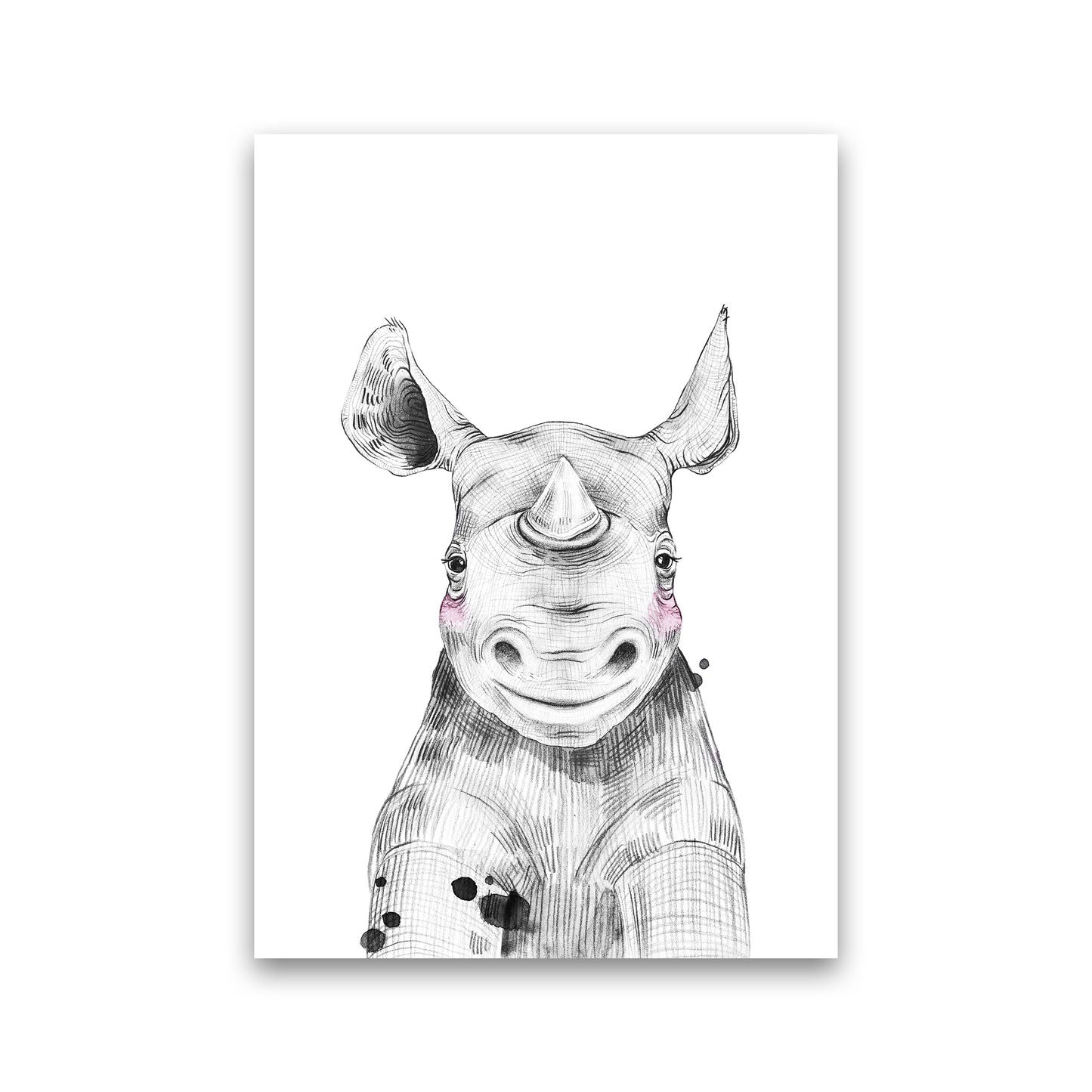 Safari Babies Rhino Art Print by Pixy Paper Print Only