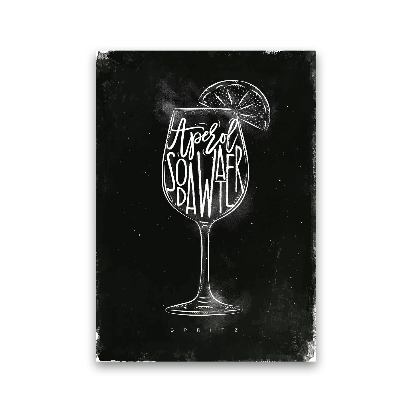 Prosecco Spritz Cocktail Black Art Print by Pixy Paper Print Only