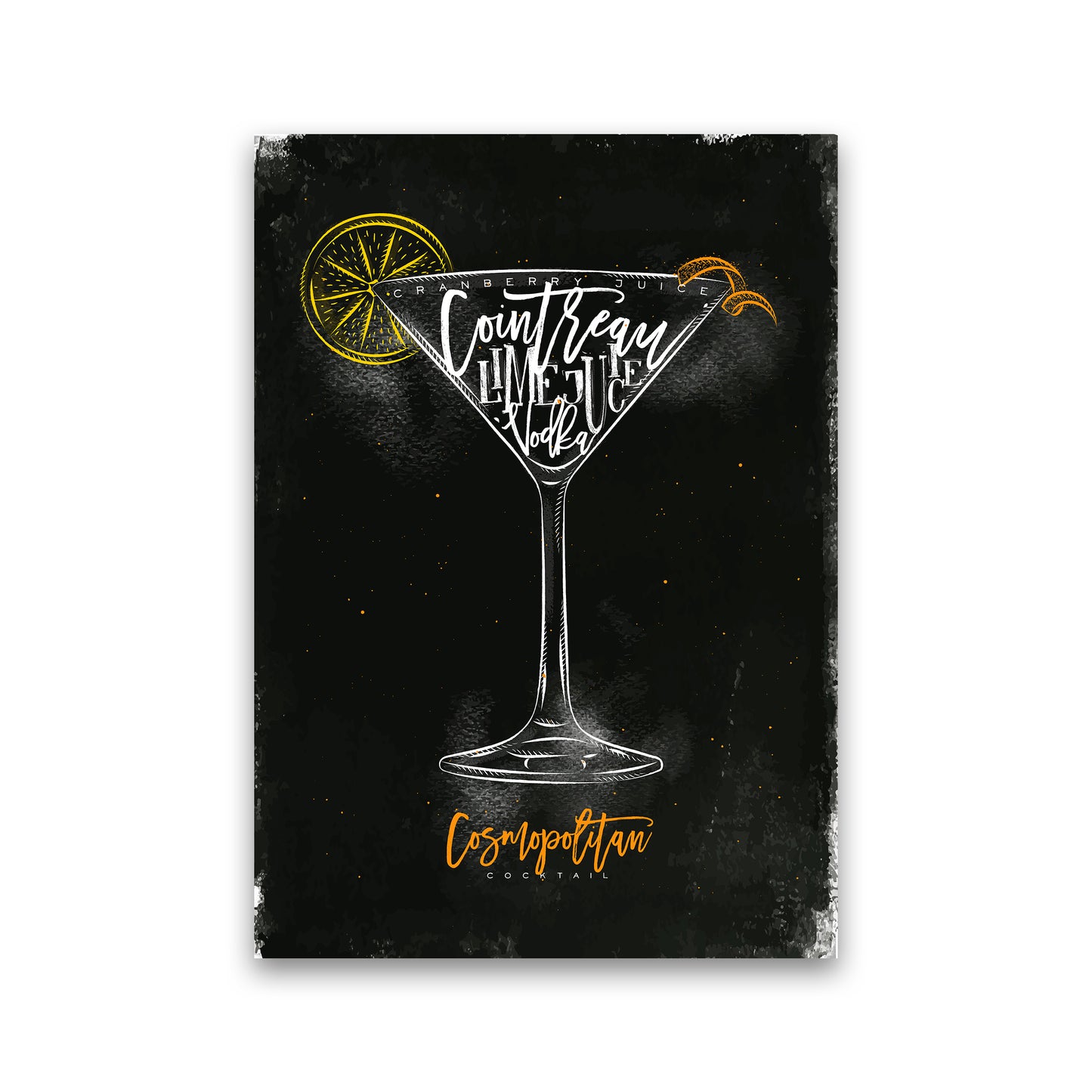 Cosmopolitan Cocktail Black Art Print by Pixy Paper Print Only