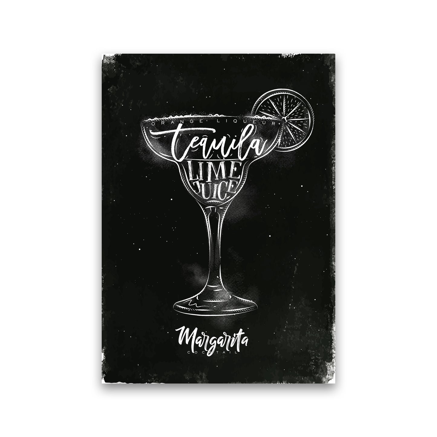 Margarita Cocktail Black Art Print by Pixy Paper Print Only