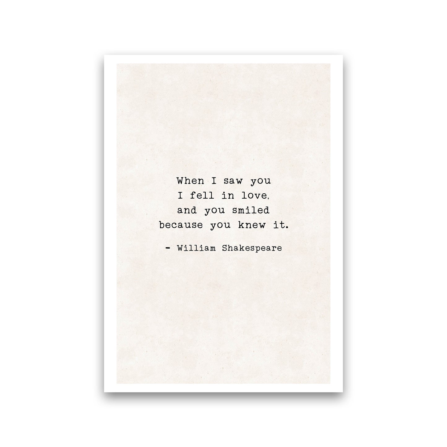 When I Saw You - Shakespeare Art Print by Pixy Paper Print Only