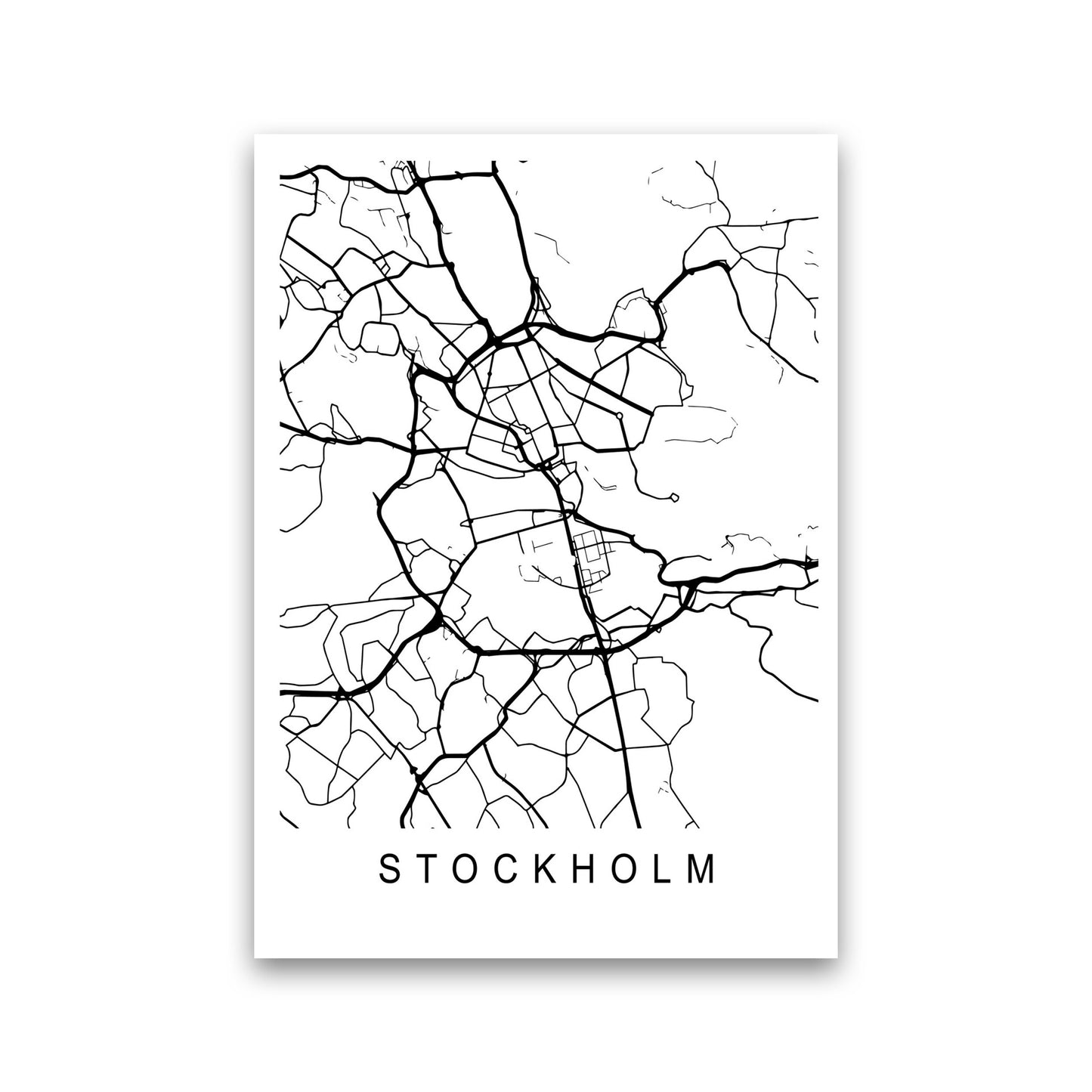 Stockholm Map Art Print by Pixy Paper Print Only
