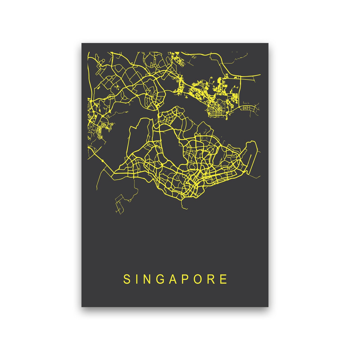 Singapore Map Neon Art Print by Pixy Paper Print Only