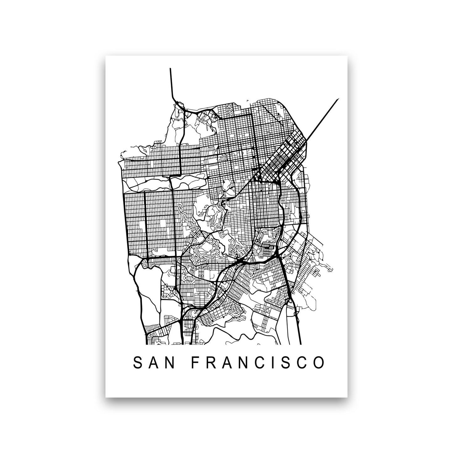 San Francisco Map Art Print by Pixy Paper Print Only