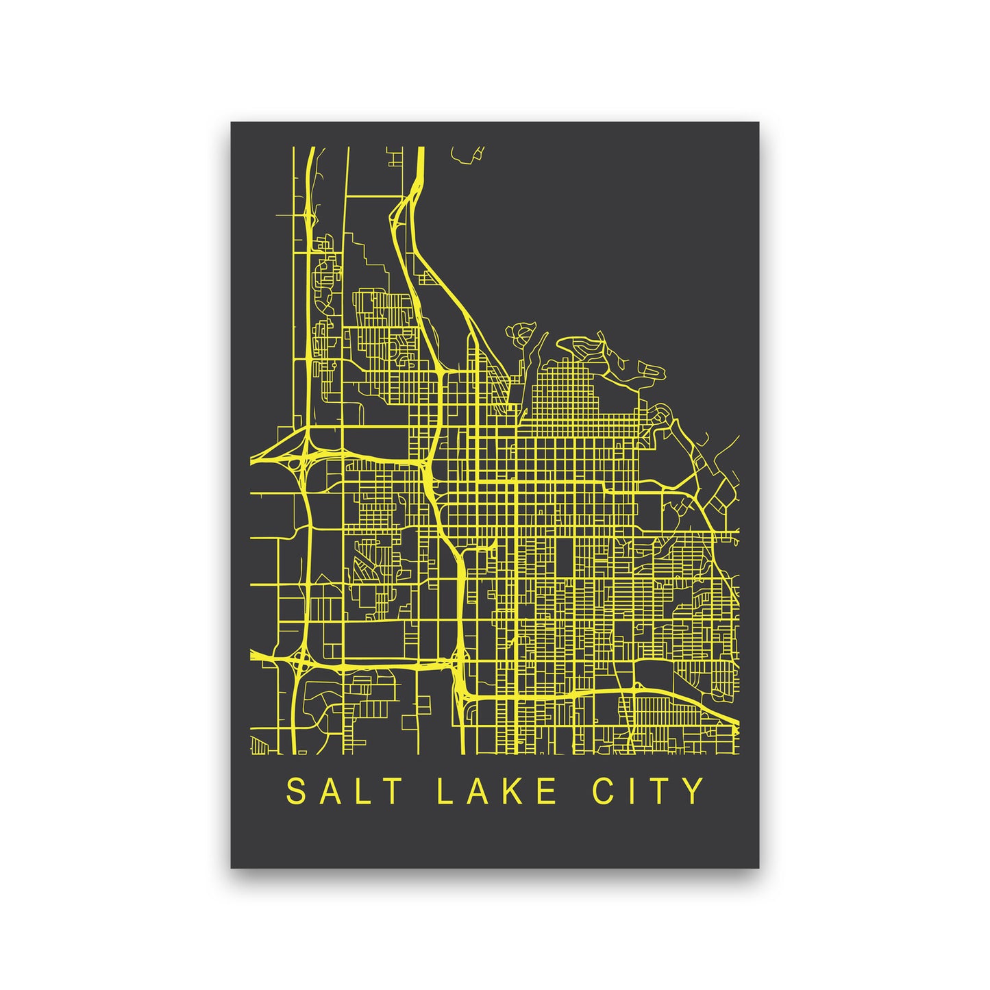 Salt Lake City Map Neon Art Print by Pixy Paper Print Only