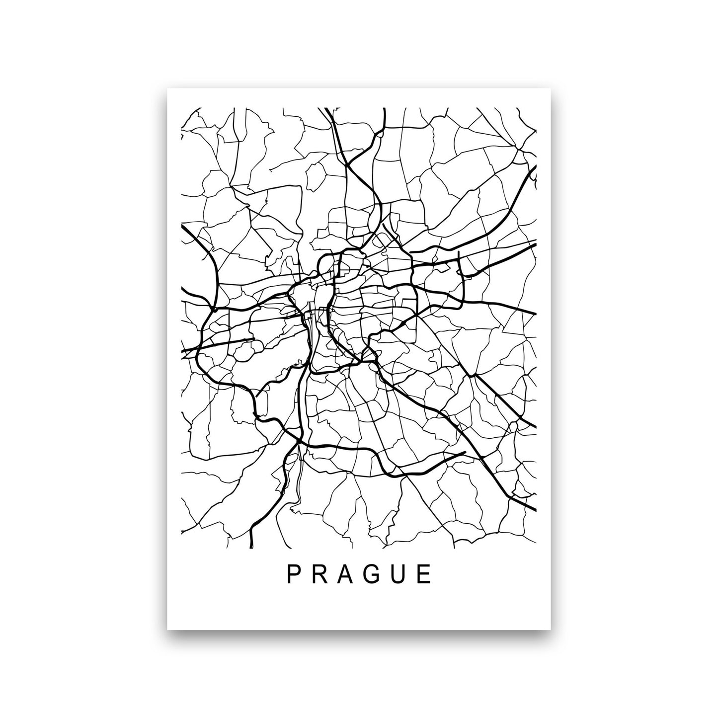 Prague Map Art Print by Pixy Paper Print Only