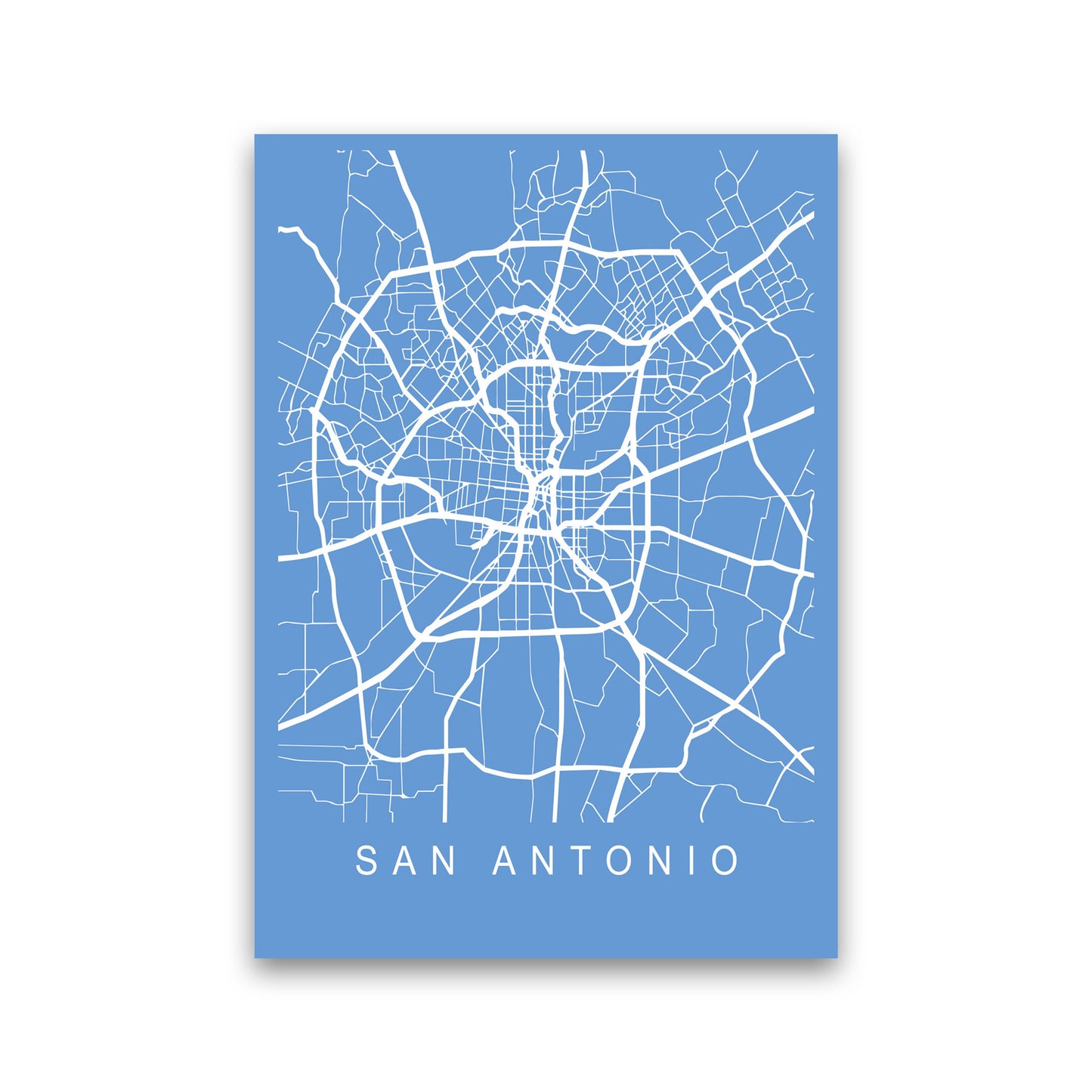 San Antonio Map Blueprint Art Print by Pixy Paper Print Only