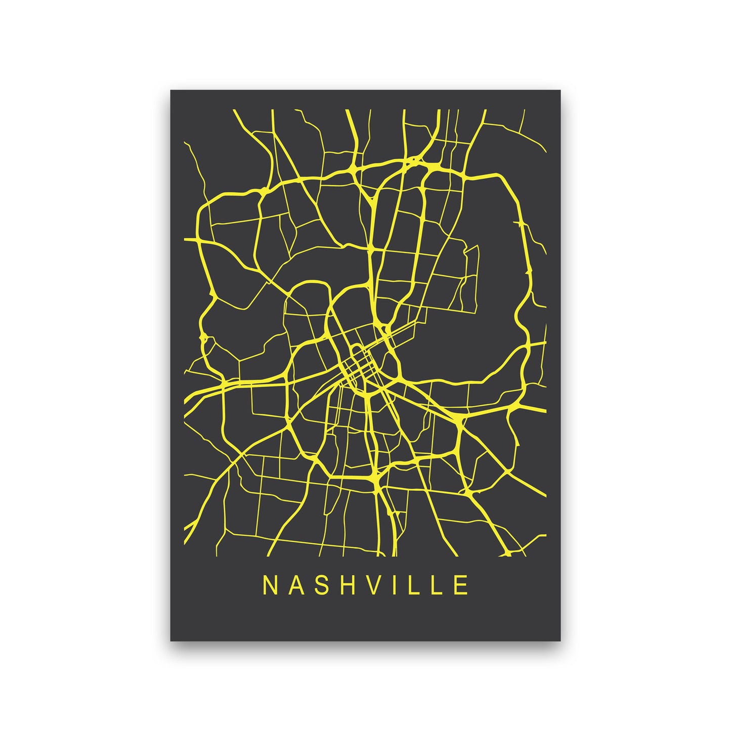 Nashville Map Neon Art Print by Pixy Paper Print Only
