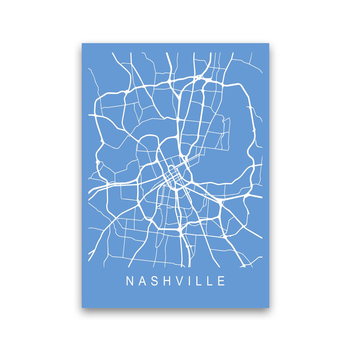 Nashville Map Blueprint Art Print by Pixy Paper Print Only