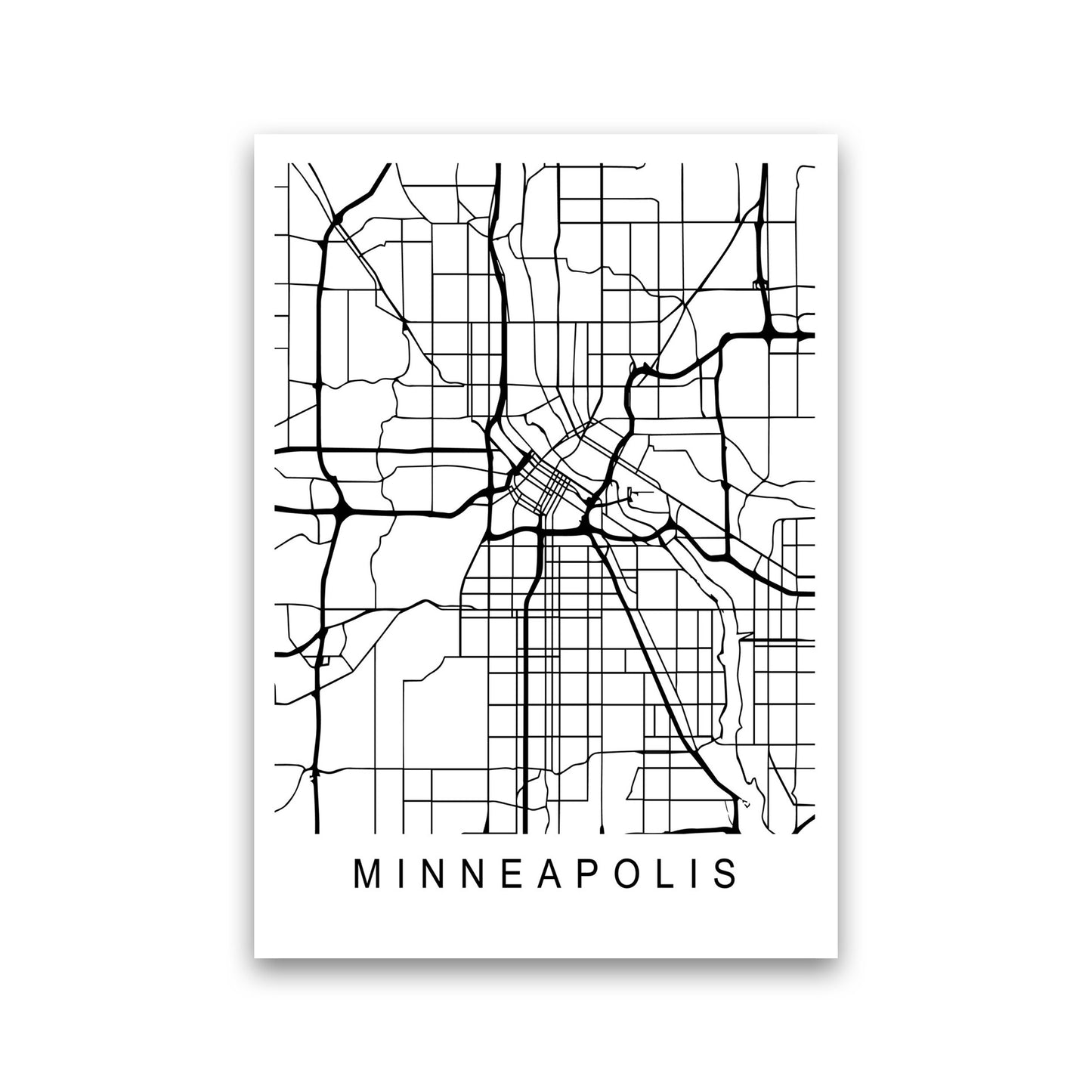 Minneapolis Map Art Print by Pixy Paper Print Only