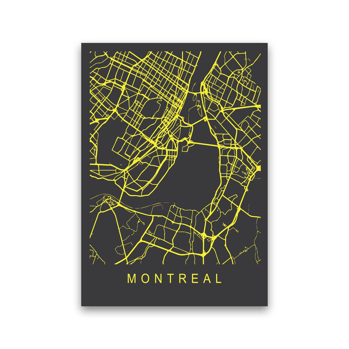 Montreal Map Neon Art Print by Pixy Paper Print Only