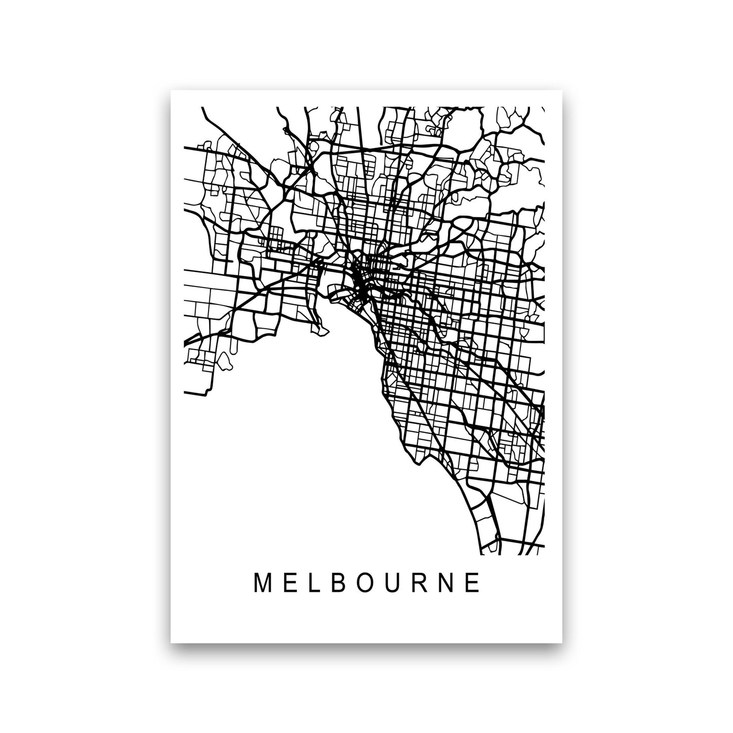 Melbourne Map Art Print by Pixy Paper Print Only