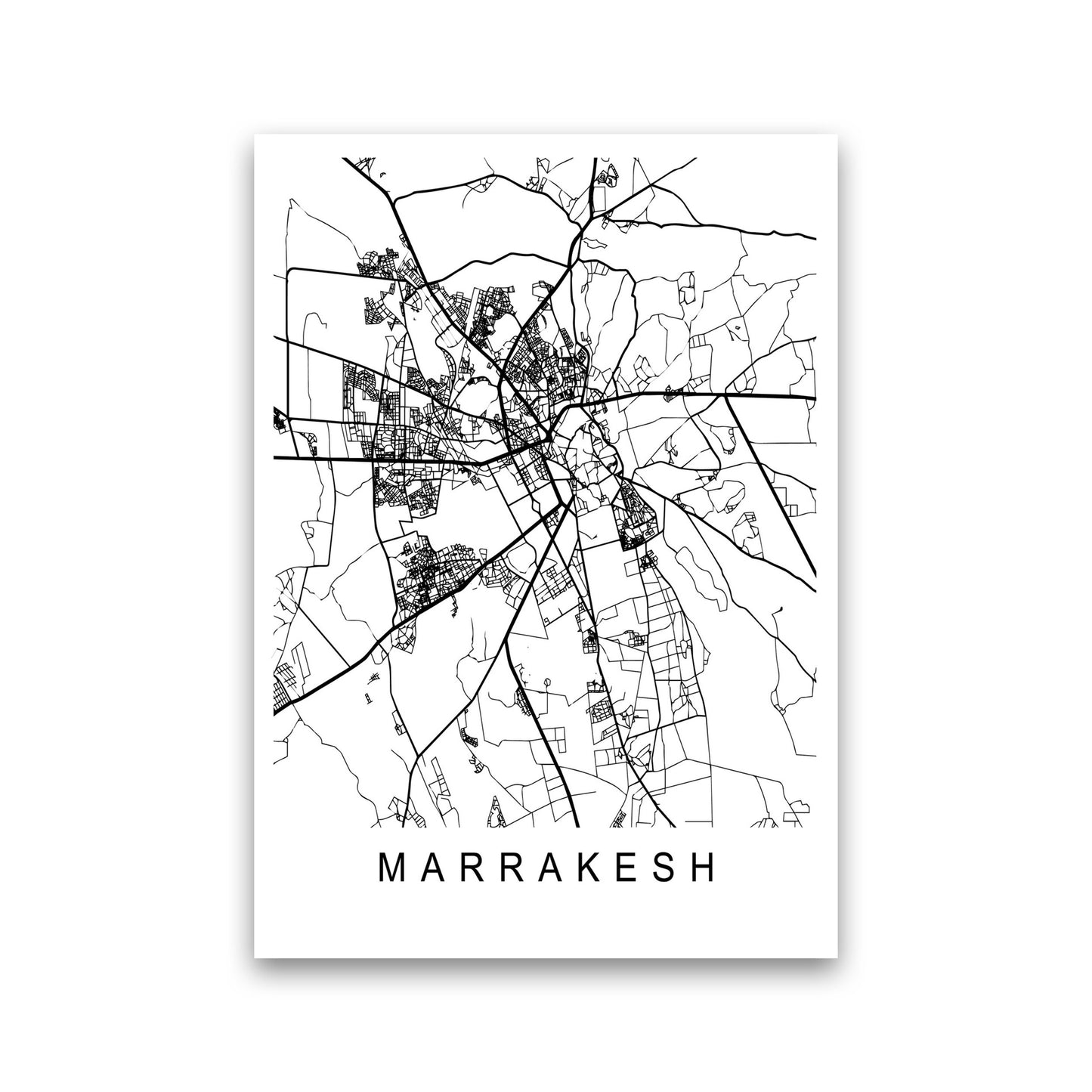 Marrakesh Map Art Print by Pixy Paper Print Only