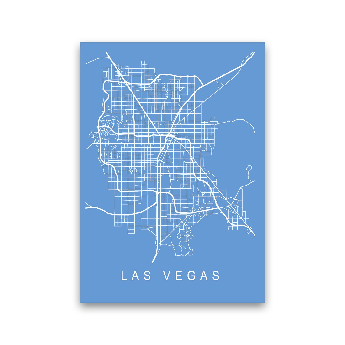 Las Vegas Map Blueprint Art Print by Pixy Paper Print Only