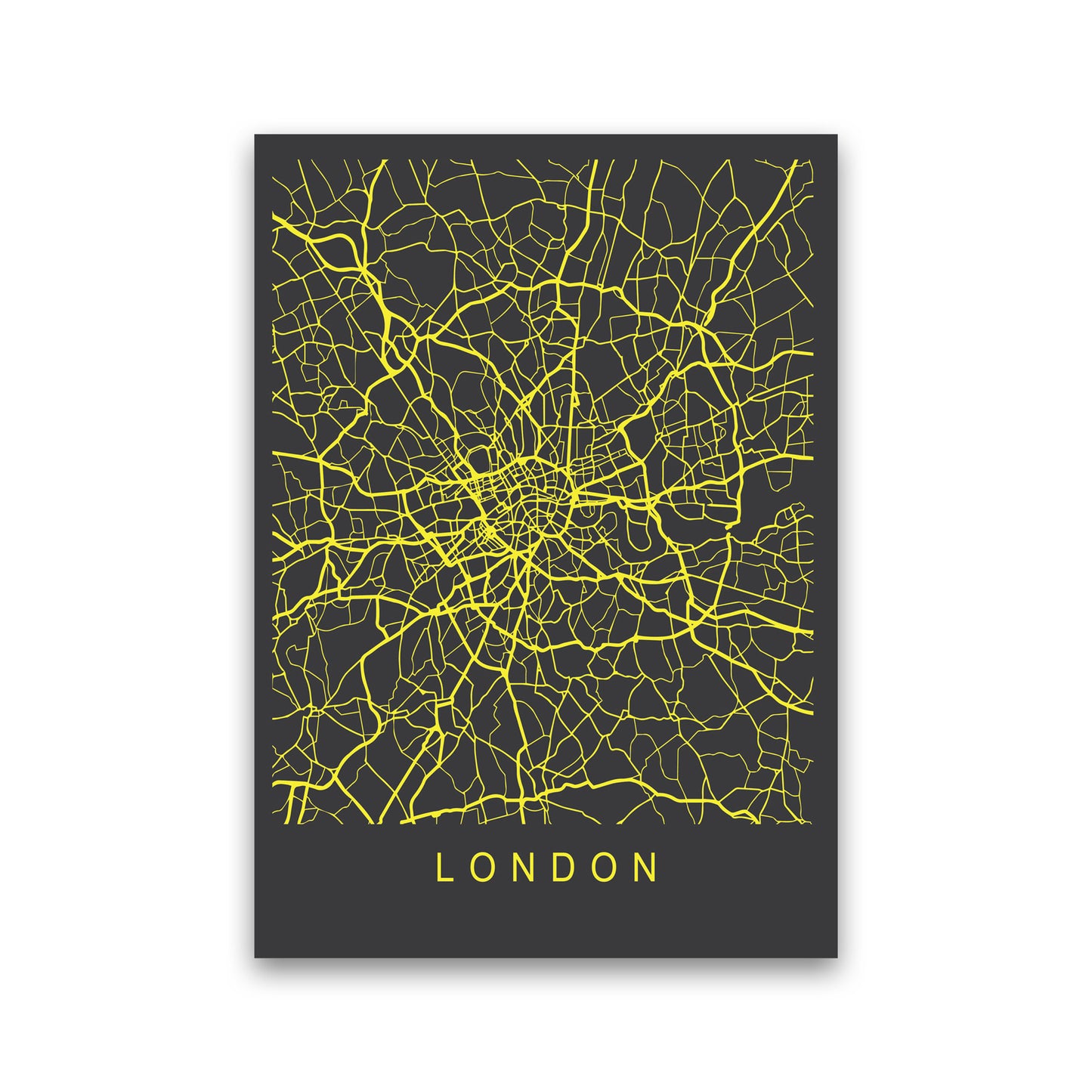 London Map Neon Art Print by Pixy Paper Print Only