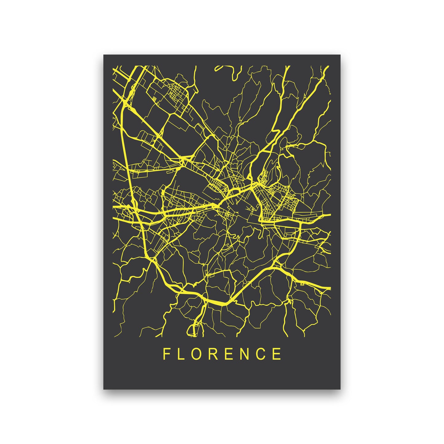 Florence Map Neon Art Print by Pixy Paper Print Only