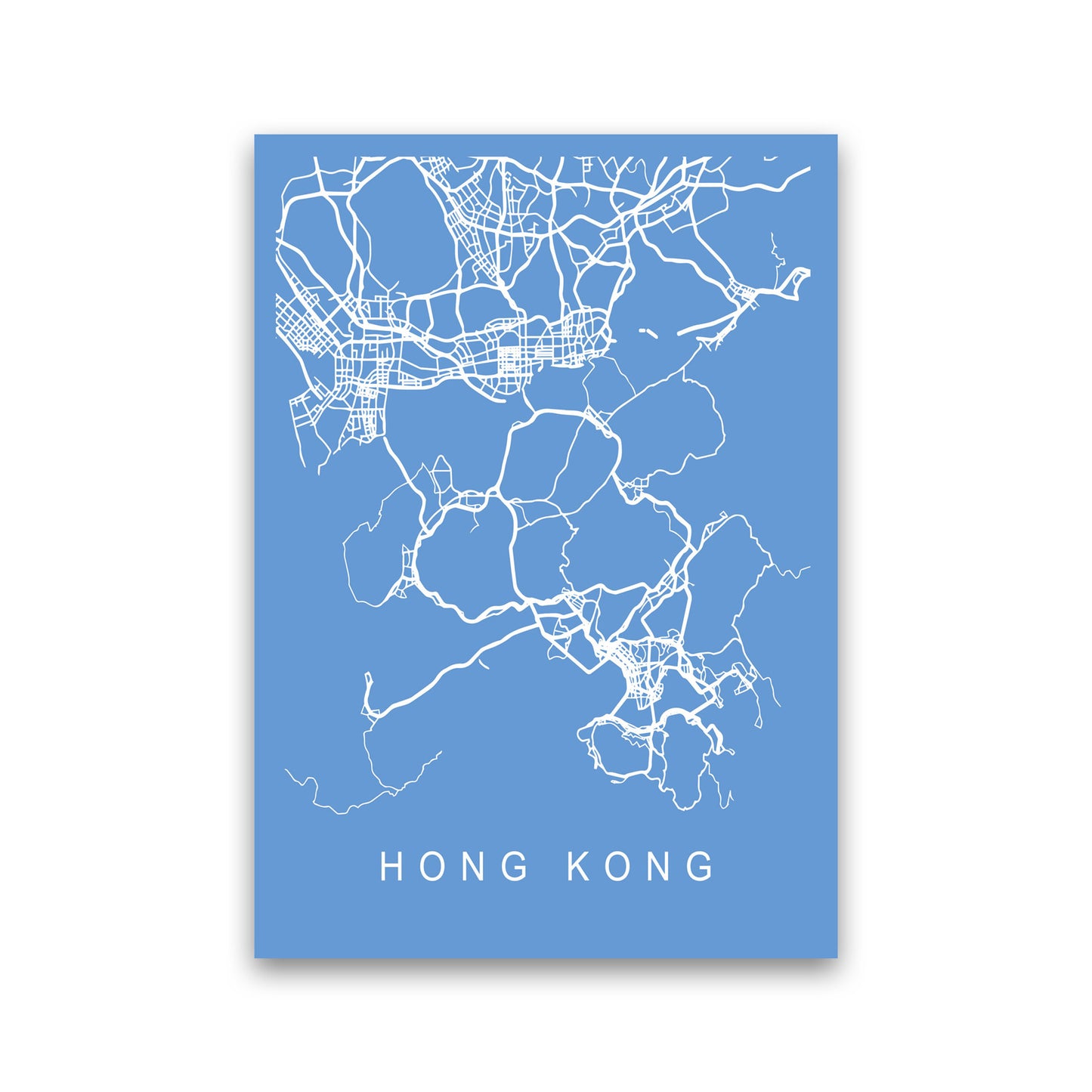 Hong Kong Map Blueprint Art Print by Pixy Paper Print Only