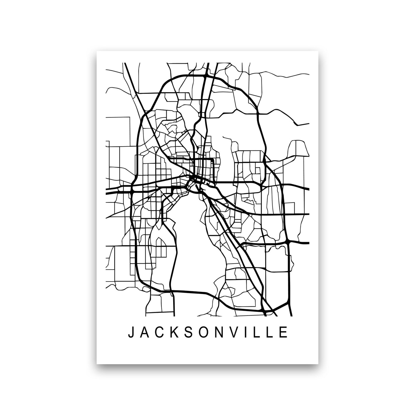 Jacksonville Map Art Print by Pixy Paper Print Only
