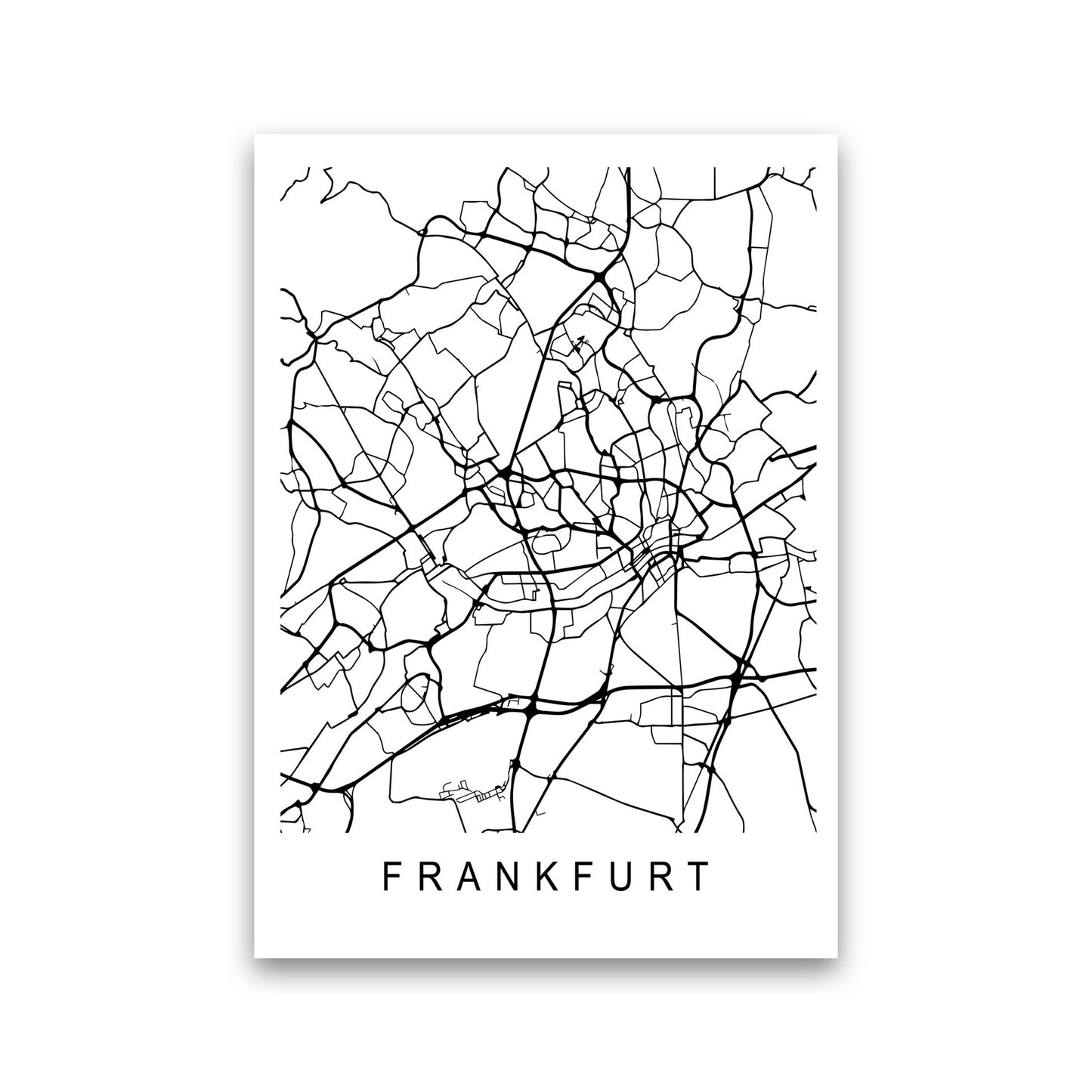 Frankfurt Map Art Print by Pixy Paper Print Only