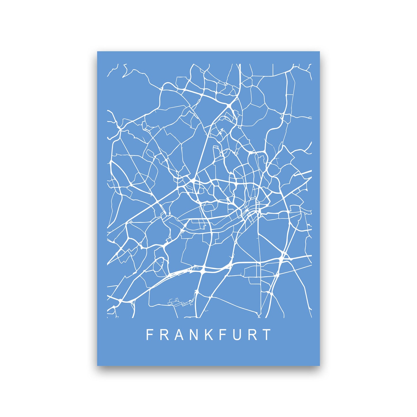 Frankfurt Map Blueprint Art Print by Pixy Paper Print Only