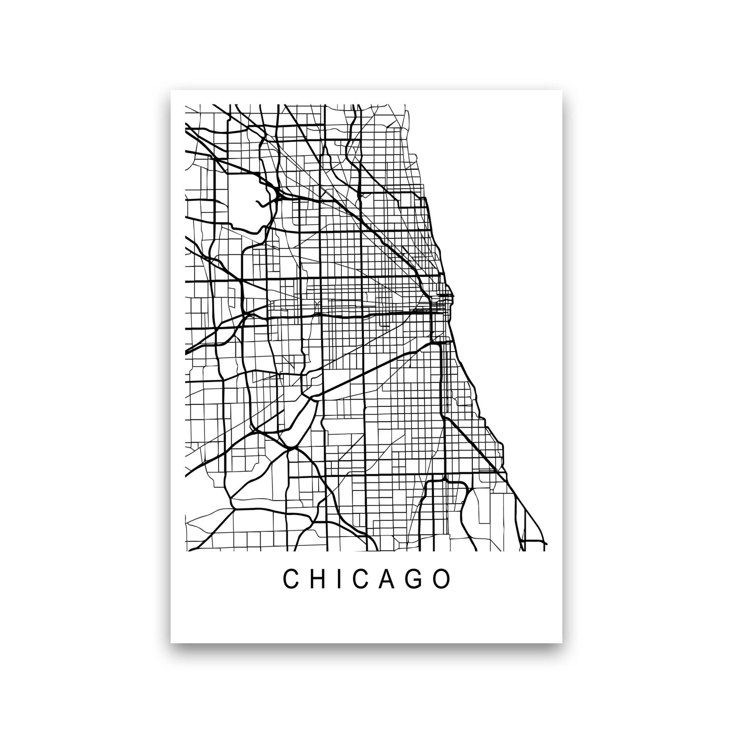 Chicago Map Art Print by Pixy Paper Print Only
