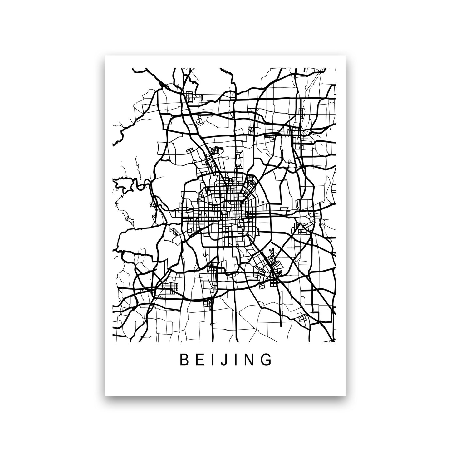 Beijing Map Art Print by Pixy Paper Print Only