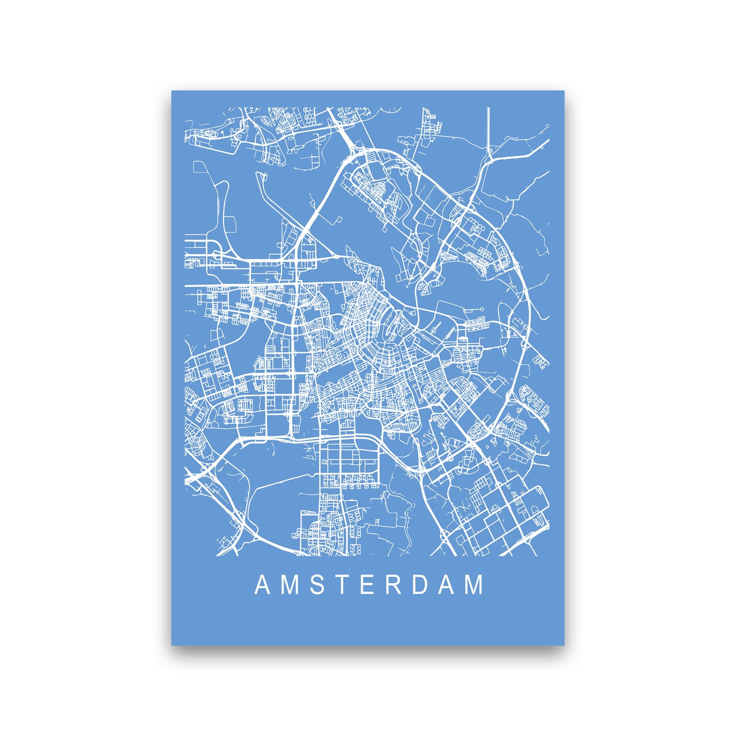 Amsterdam Map Blueprint Art Print by Pixy Paper Print Only
